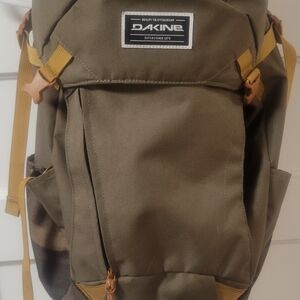 Dakine Olive Backpack with Mustard Accents